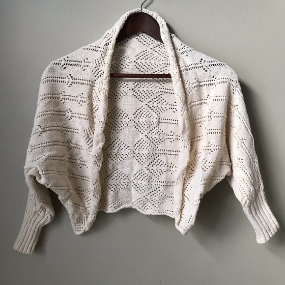 Anthropology Rosie Neira Cropped Knit Drop Shoulder Quarter Sleeve Sweater - Picture 1 of 5